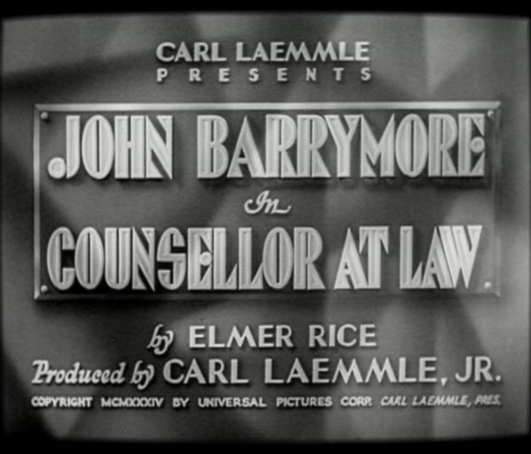 Great Art Deco font used for the titles of Counsellor at Law.