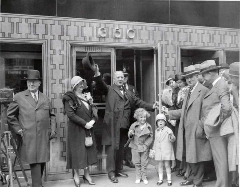 Al Smith opens the Empire State Building, May 1, 1931. This photo shows the original door design of the 5th Avenue entrance.