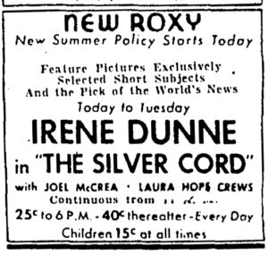 New summer policy newspaper advertisement, May 1933