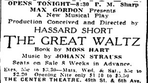 NYT ad for The Great Waltz.