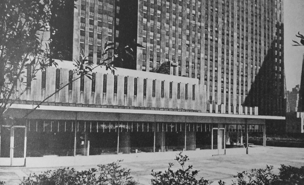 The 1940 Simon & Schuster offices over the Center Theatre.