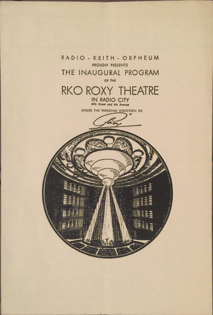 R-K-O Roxy inaugural program.