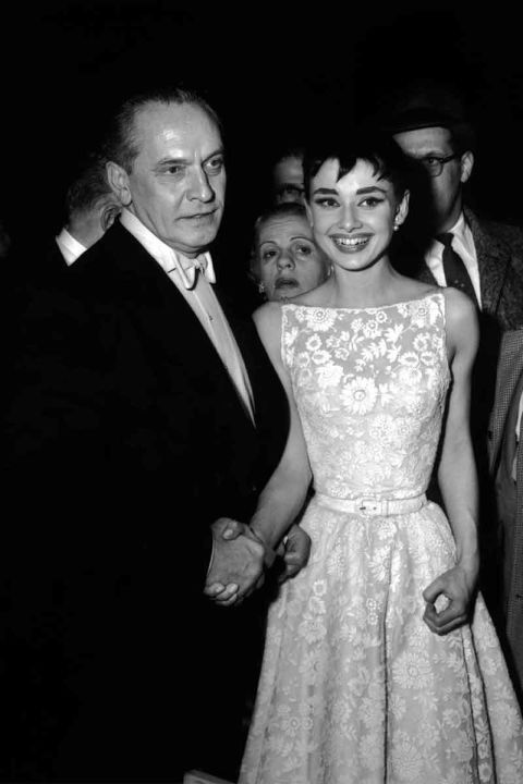 Fredric March and Audrey Hepburn.