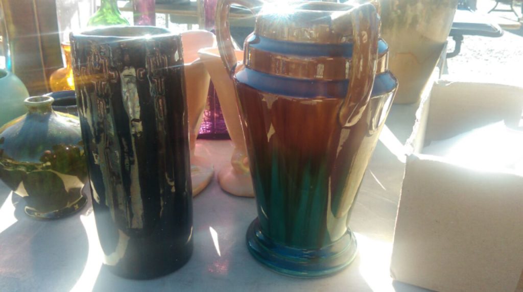 Two vases purchased at the Golden Nugget.
