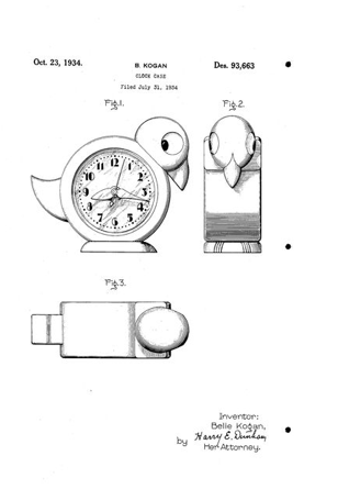 Patent for Telechron duck clock.